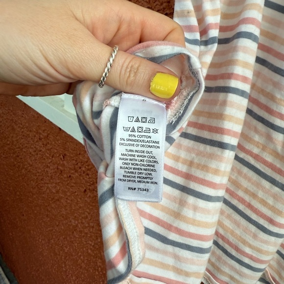 Jillian’s Closet Sundress Toddler Girl Size 3T Pink Cream Striped Cotton Blend - Picture 2 of 4